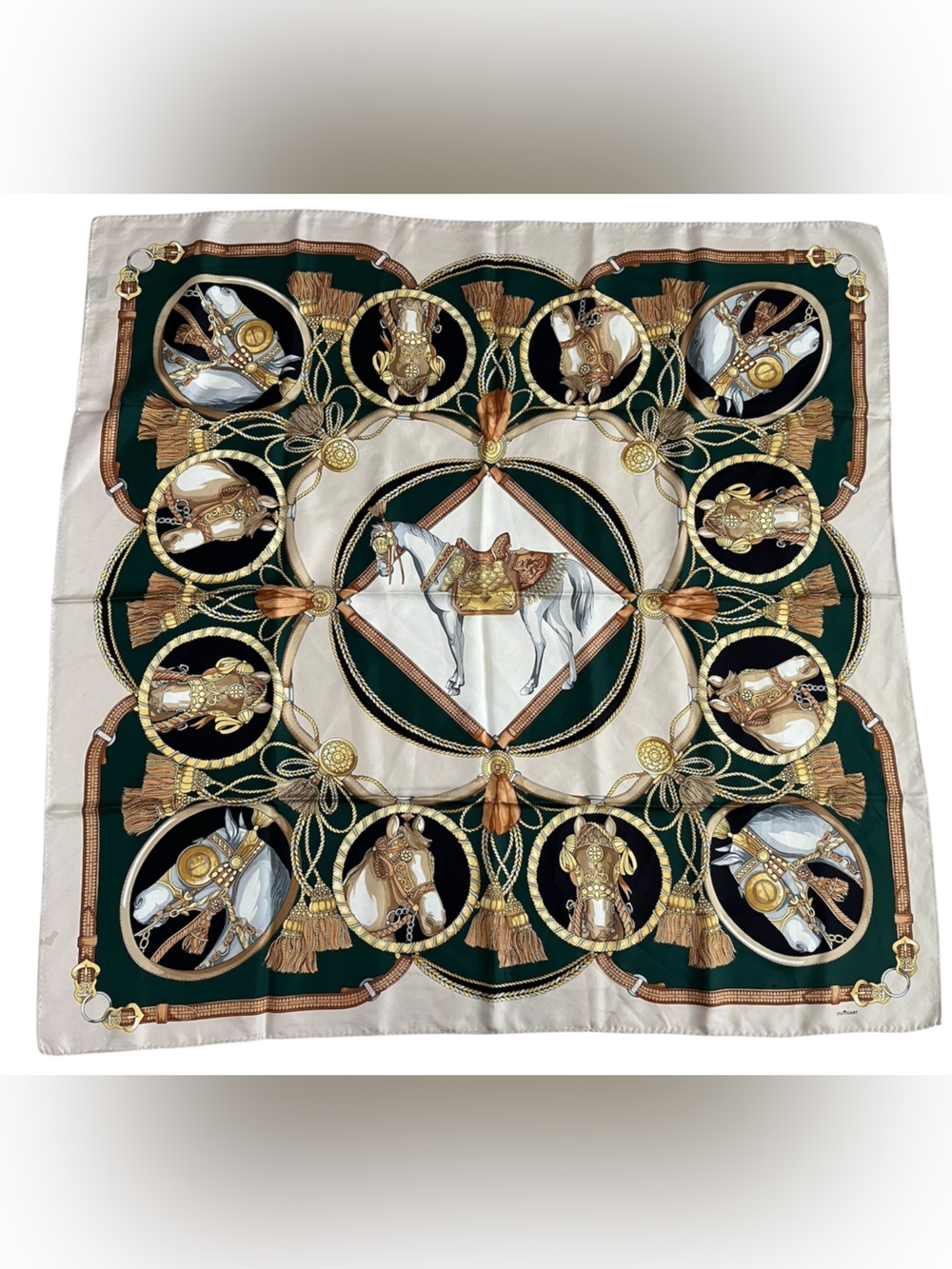 Stuttgart silk Equestrian Print square Scarf